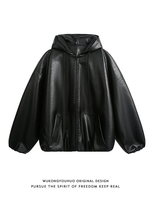 A+ Men's Hooded Leather Jacket