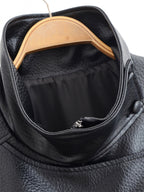 Leather  Stand Collar Jacket