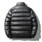 Mens Stand Collar PU Leather Cotton Jacket