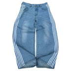 Mens Striped Wide Leg Denim Pants