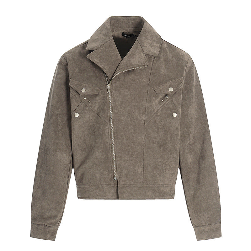 Suede fur motorcycle jacket
