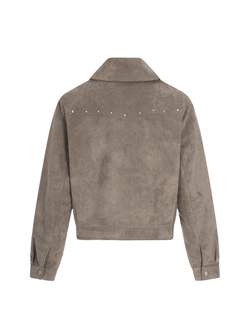 Suede fur motorcycle jacket