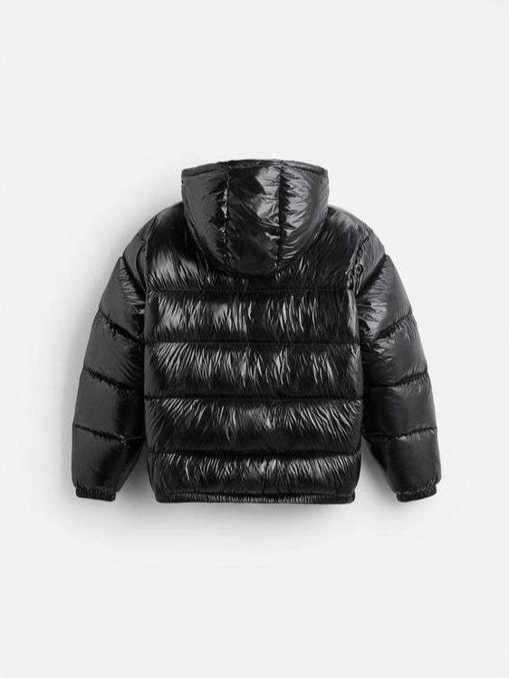 Solid cotton-padded hooded jacket