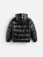 Solid cotton-padded hooded jacket