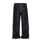 Curved 3D tailored loose-fitting jeans