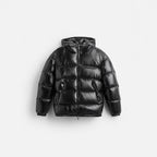 Solid cotton-padded hooded jacket