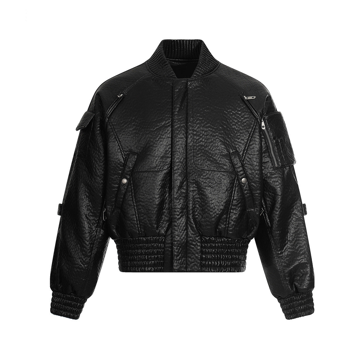 Men's Streetwear PU Leather Padded Jacket