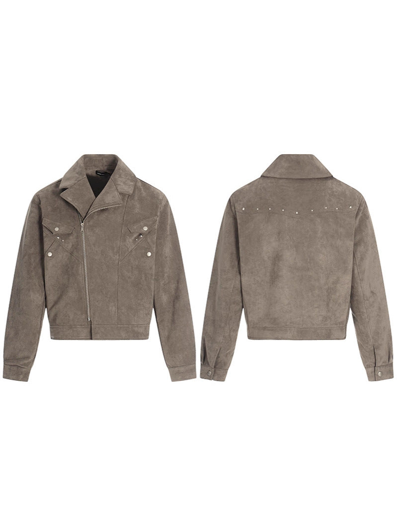 Suede fur motorcycle jacket