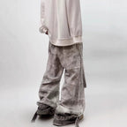 Vintage distressed washed denim jeans