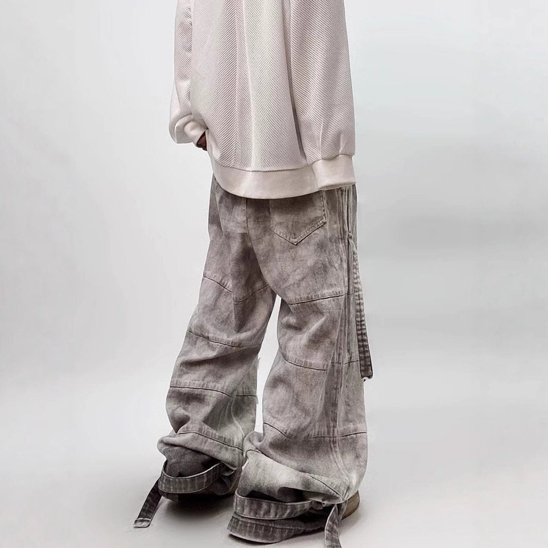 Vintage distressed washed denim jeans