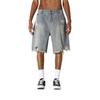 Embroidered Denim Shorts