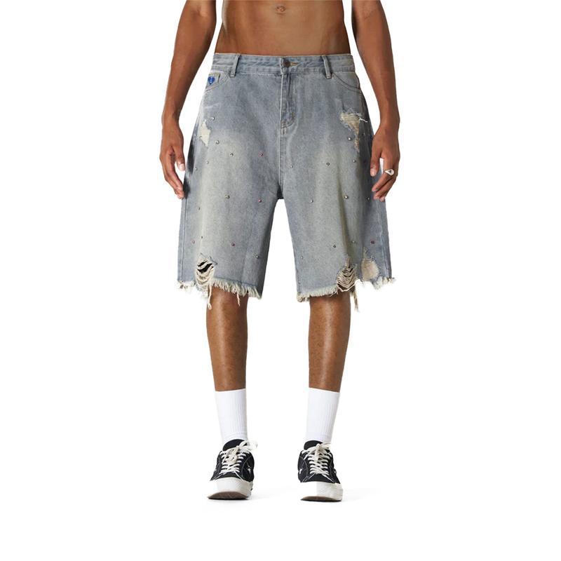 Embroidered Denim Shorts