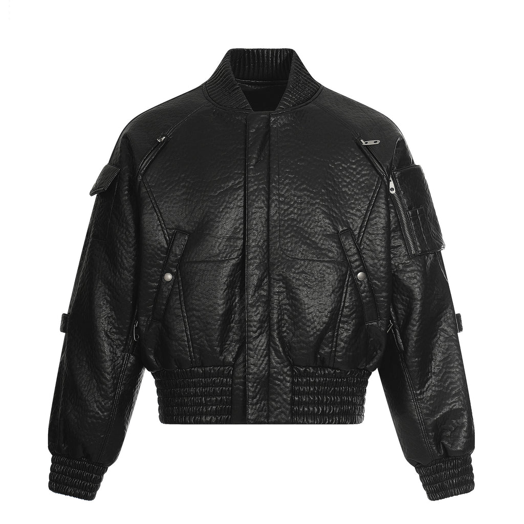 Men's Streetwear PU Leather Padded Jacket