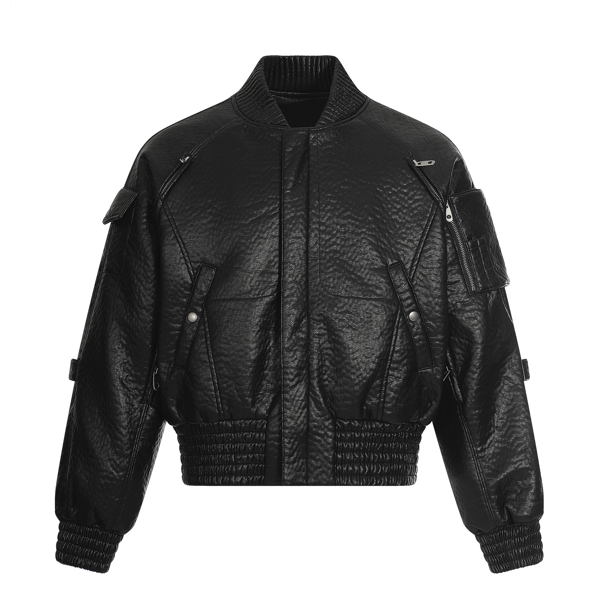 Men's Streetwear PU Leather Padded Jacket
