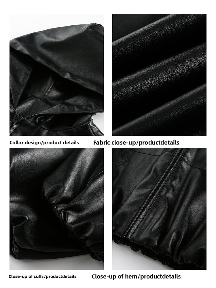 A+ Men's Hooded Leather Jacket