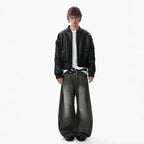 Men's Streetwear PU Leather Padded Jacket