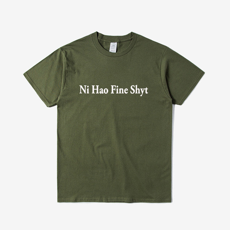 English Slogan Cotton T-Shirt Loose Fit Casual