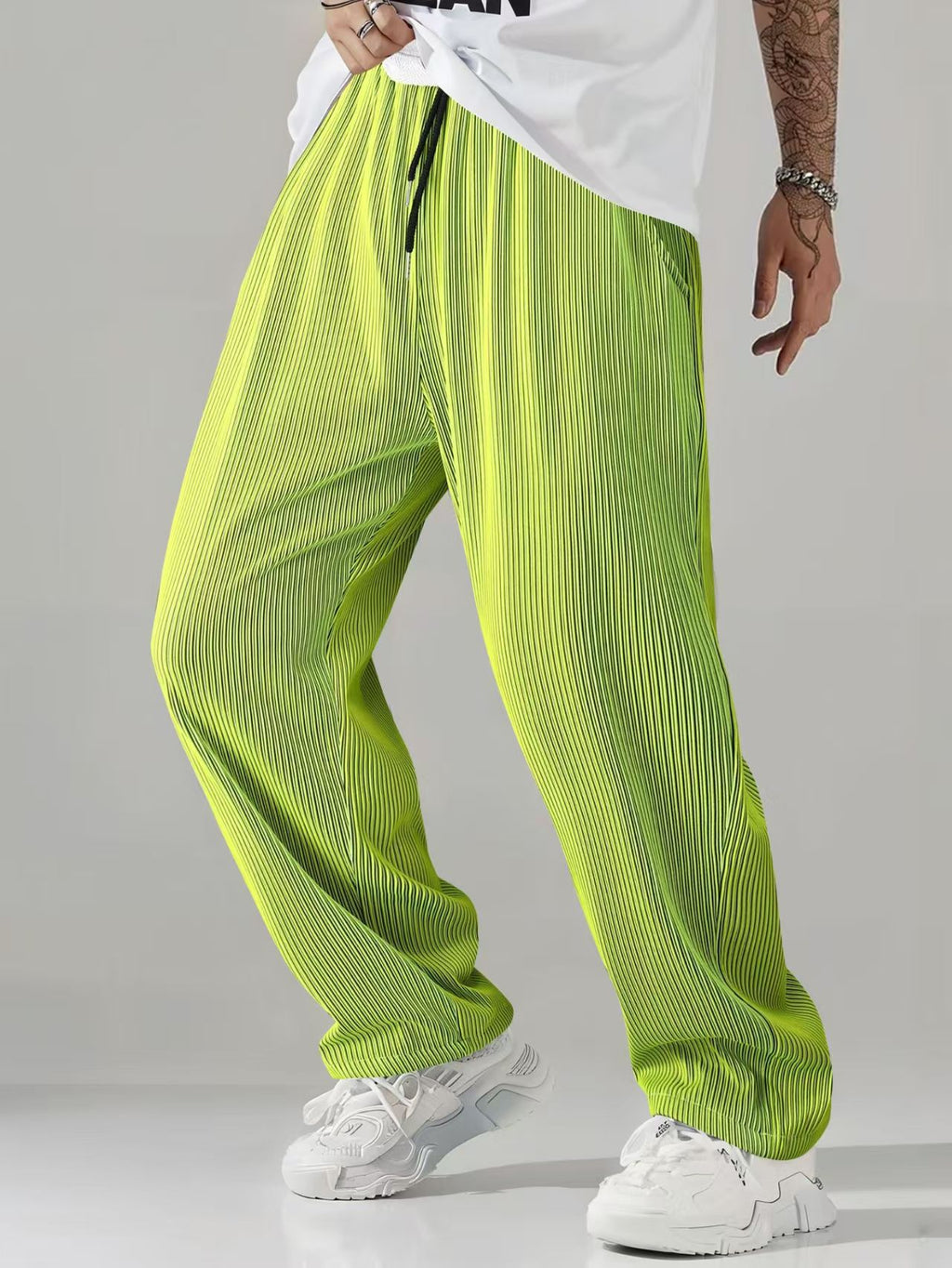 Cationic stripe tube pants