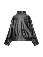 Leather  Stand Collar Jacket