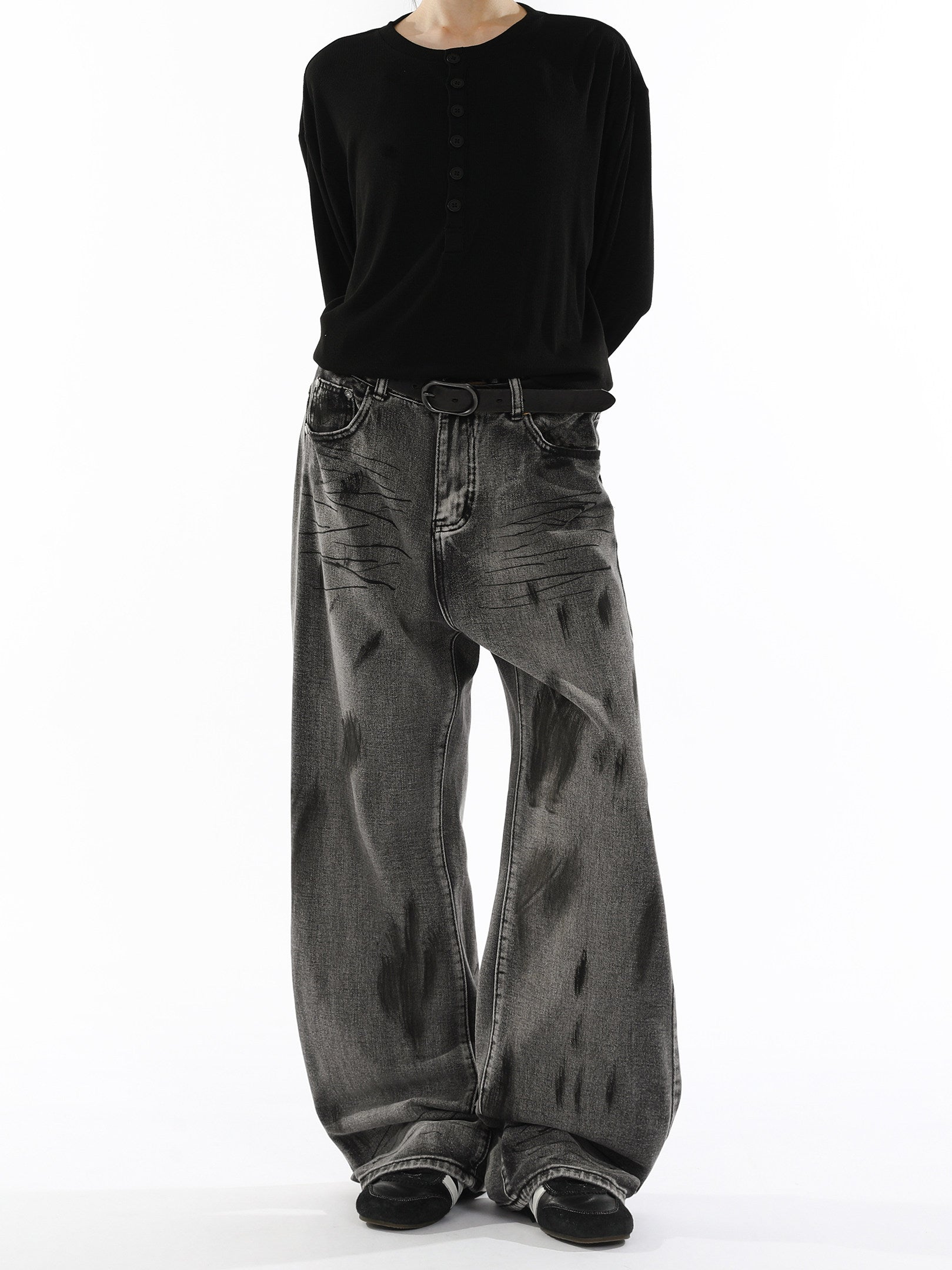 Retro loose-fitting casual wide-leg pants