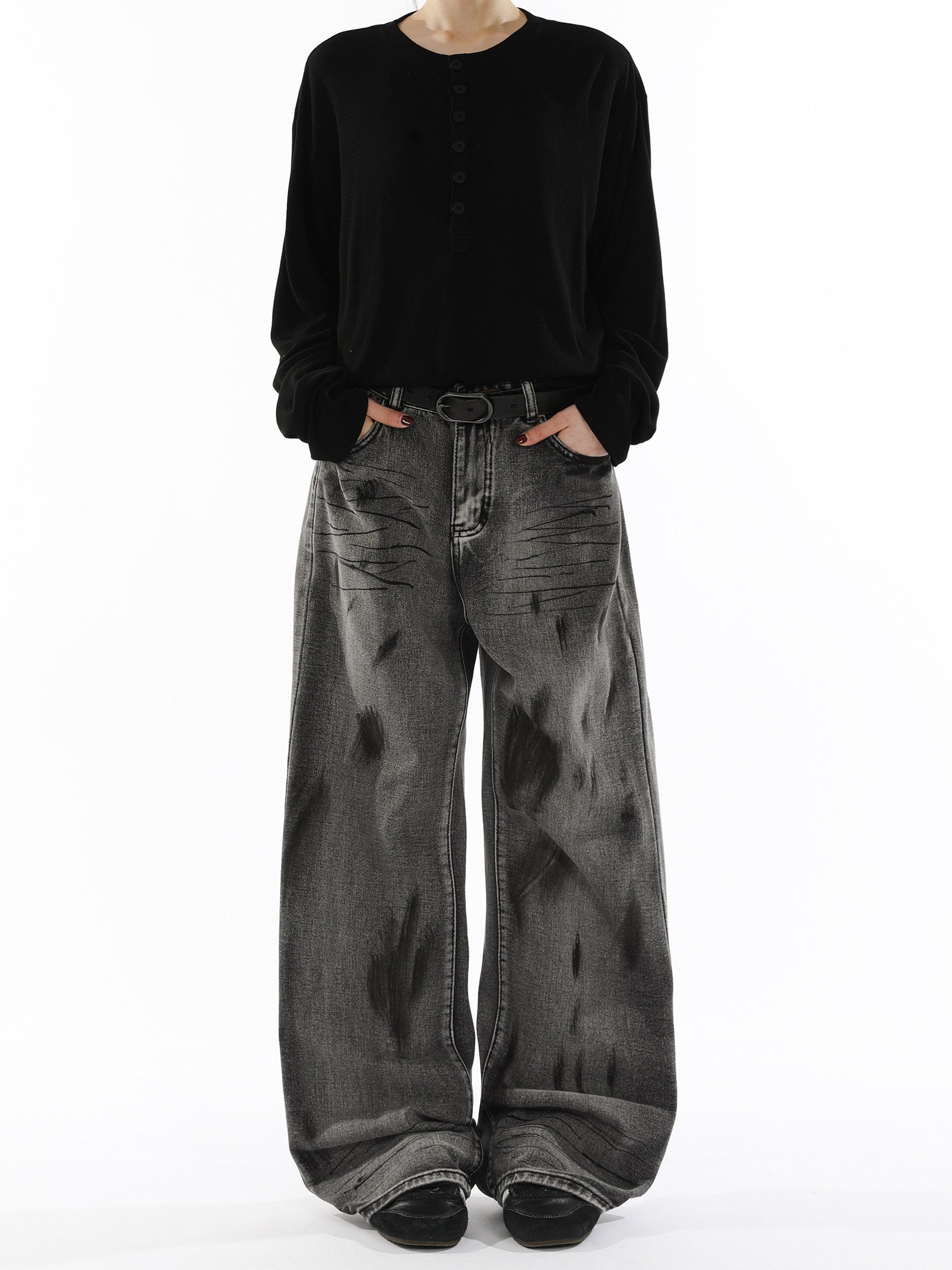 Retro loose-fitting casual wide-leg pants