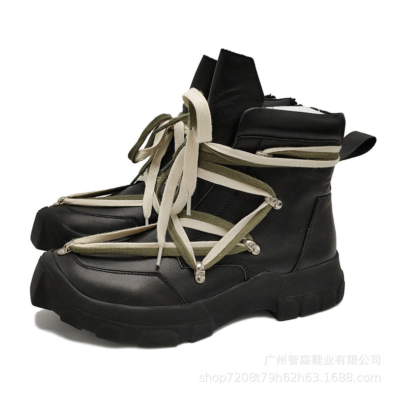 Five-pointed star high-top genuine leather Martin boots