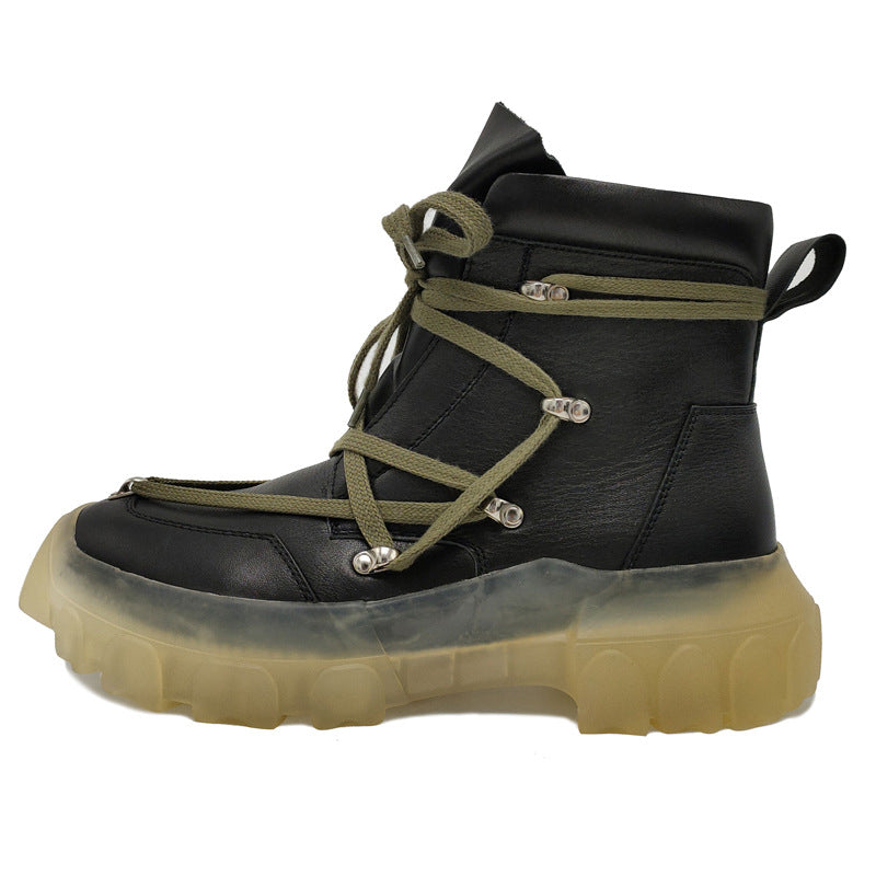 Five-pointed star high-top genuine leather Martin boots