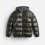 Solid cotton-padded hooded jacket