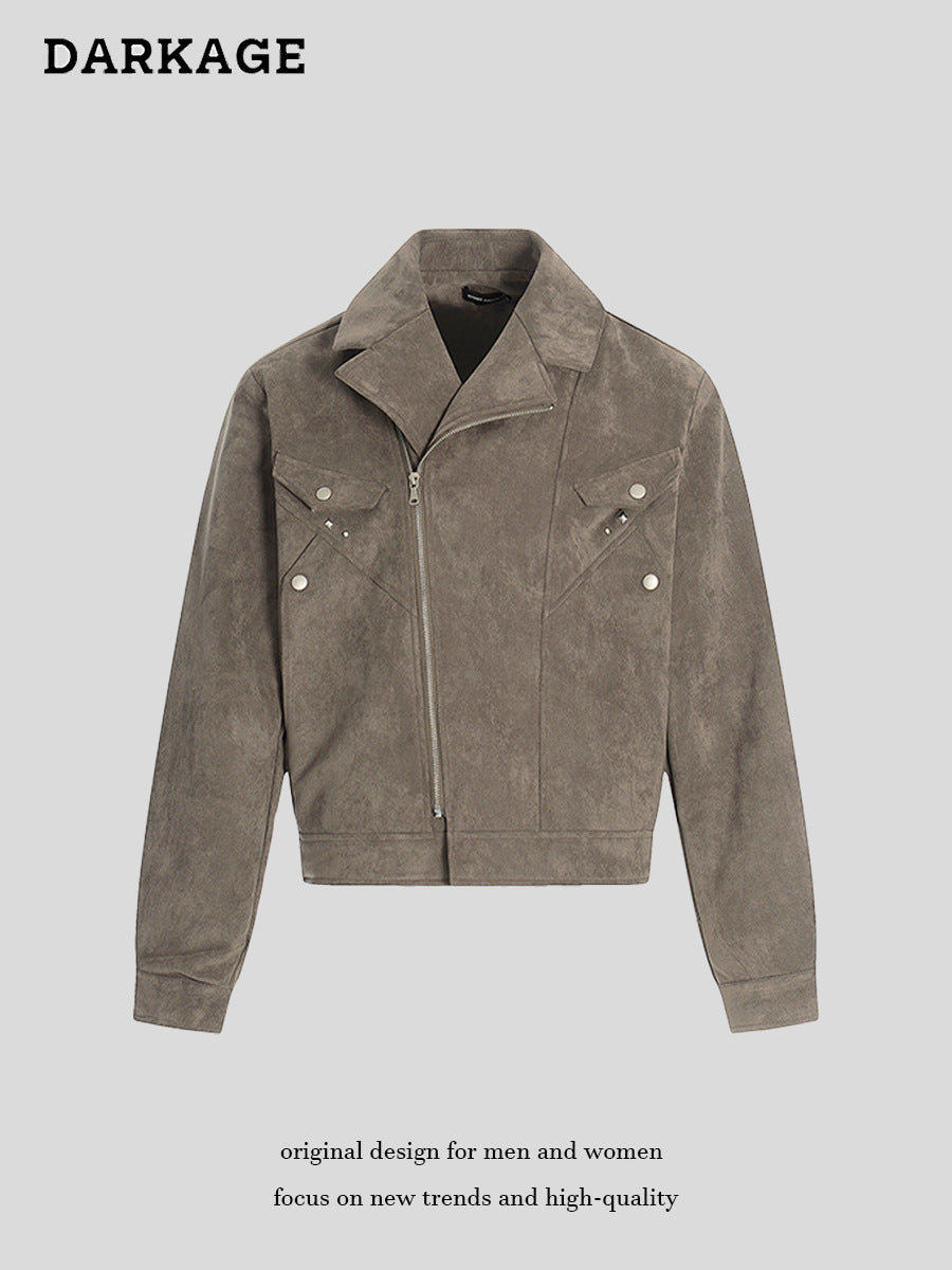 Suede fur motorcycle jacket
