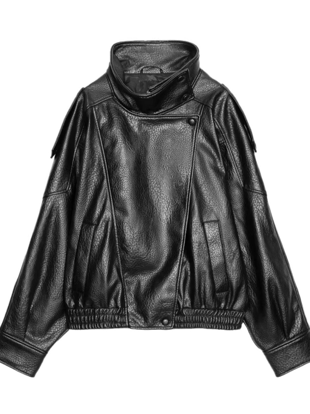 Leather  Stand Collar Jacket