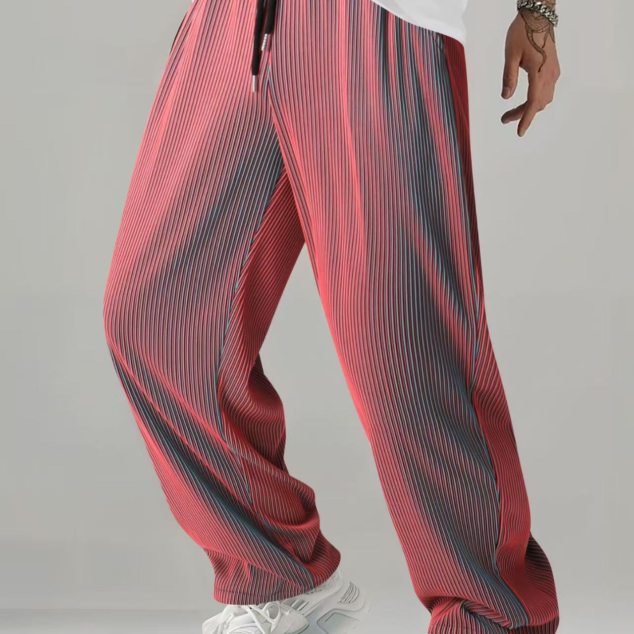 Cationic stripe tube pants