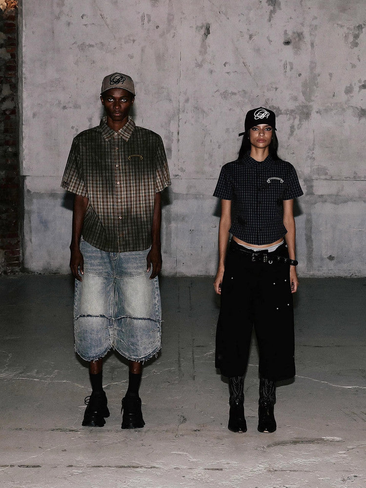 Vintage plaid distressed shirt