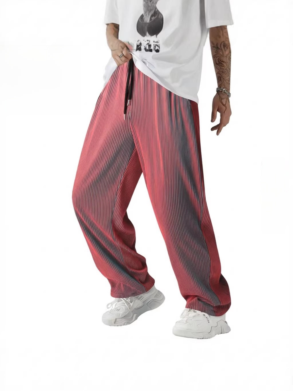 Cationic stripe tube pants