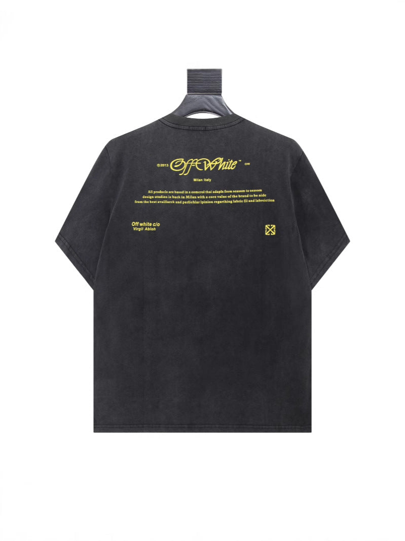 Washed Vintage Print Cotton T-Shirt