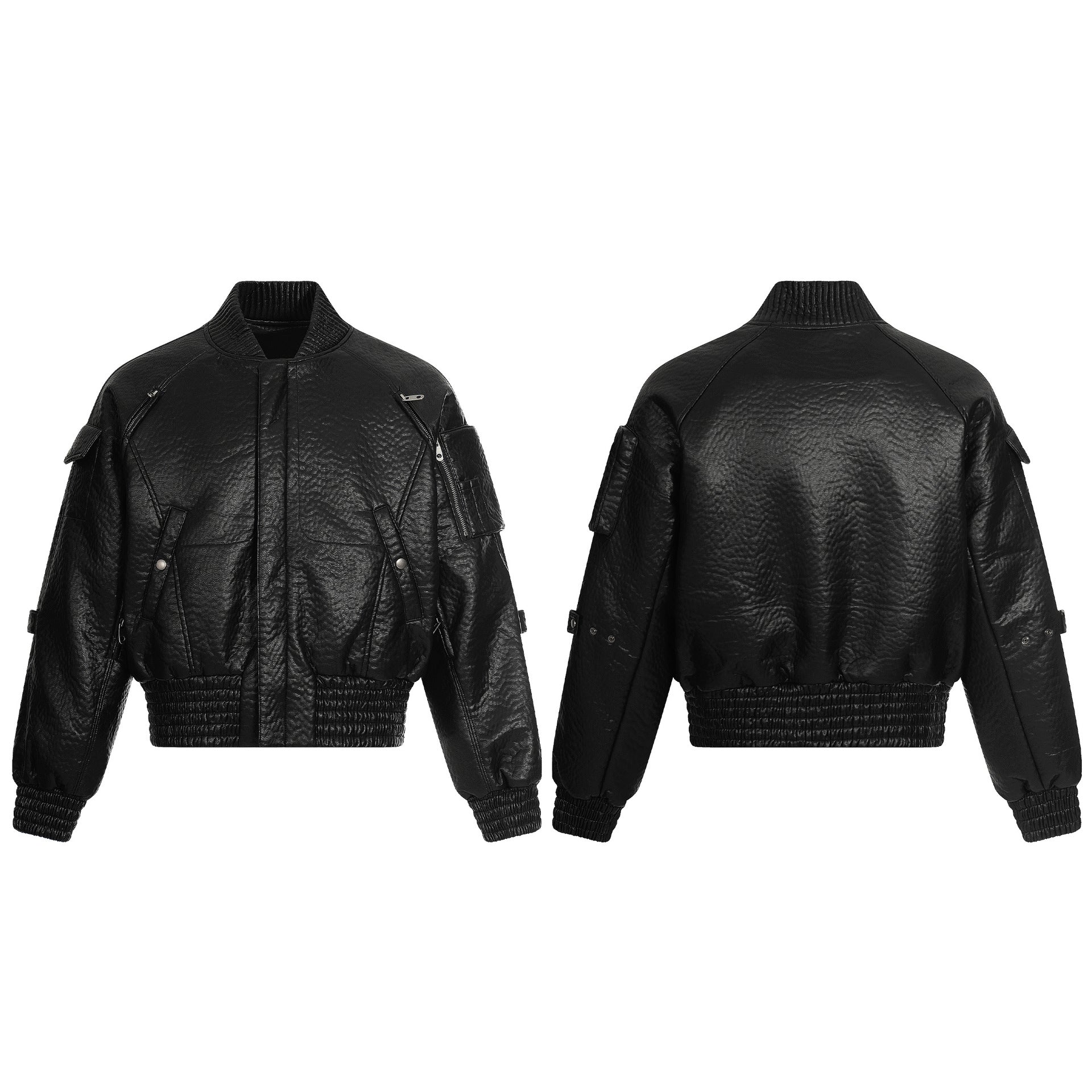 Men's Streetwear PU Leather Padded Jacket