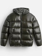Solid cotton-padded hooded jacket