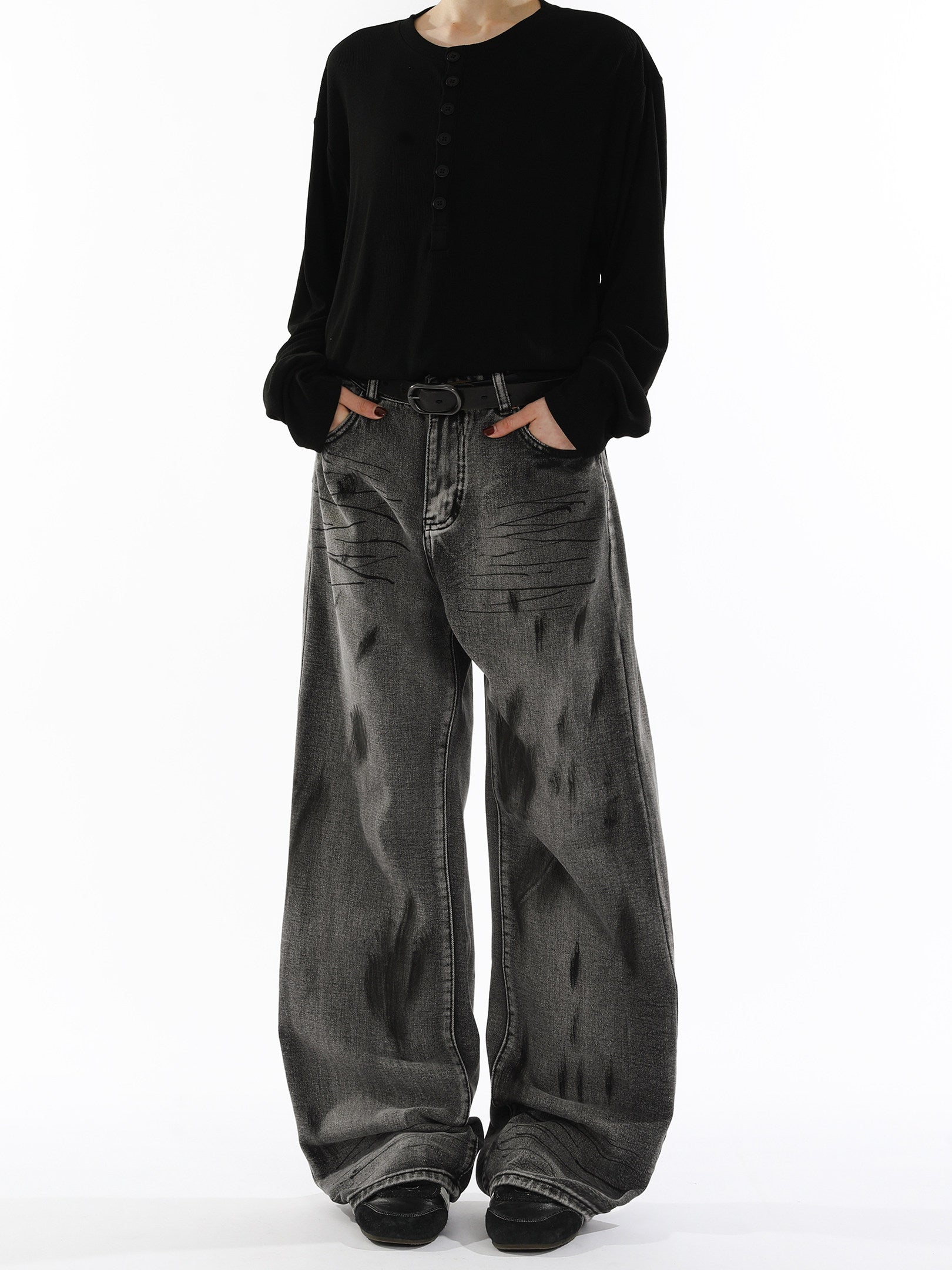 Retro loose-fitting casual wide-leg pants