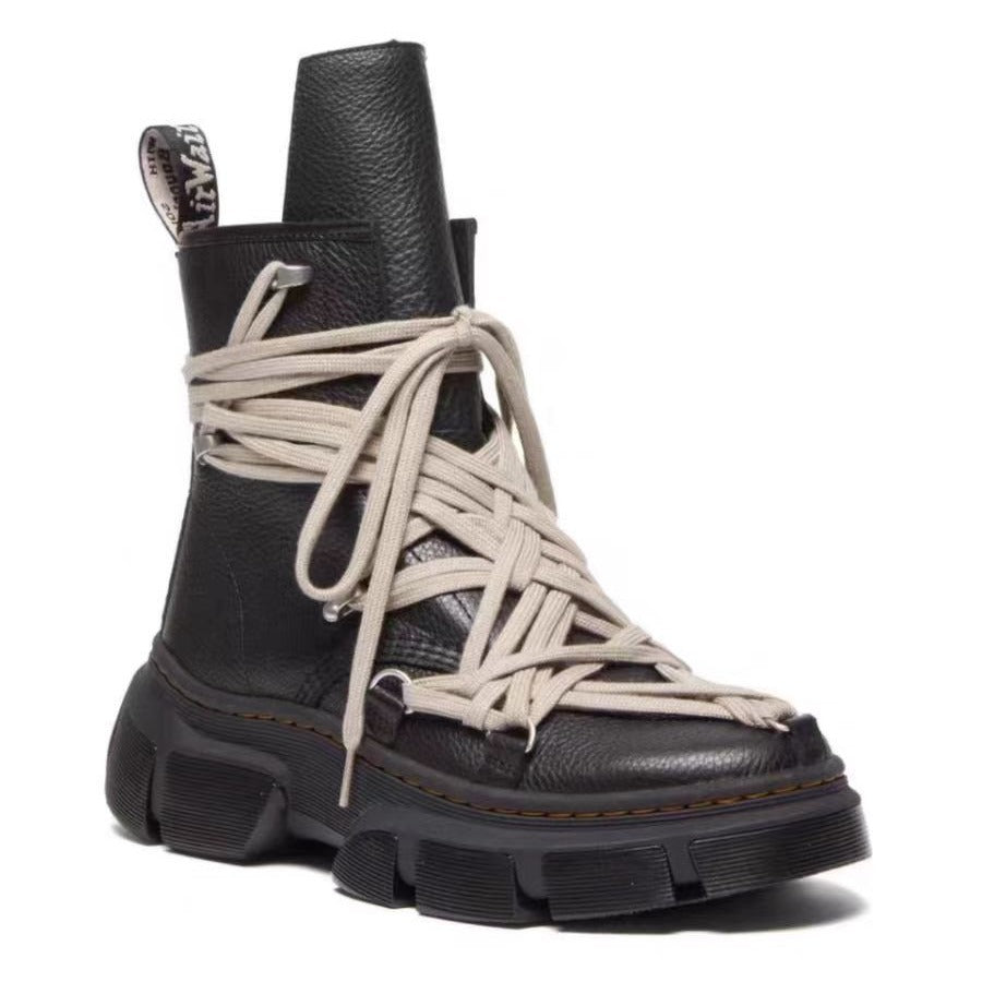 Genuine Leather High-Top Casual Sneakers