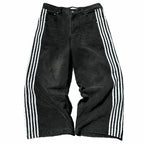 Mens Striped Wide Leg Denim Pants