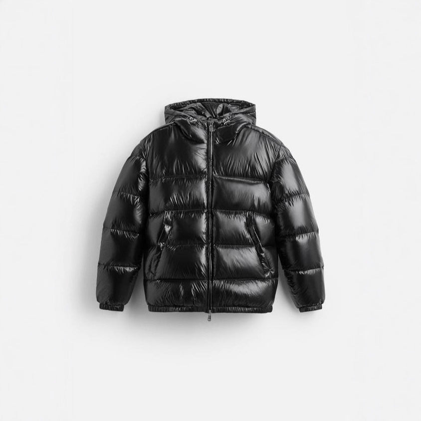 Solid cotton-padded hooded jacket