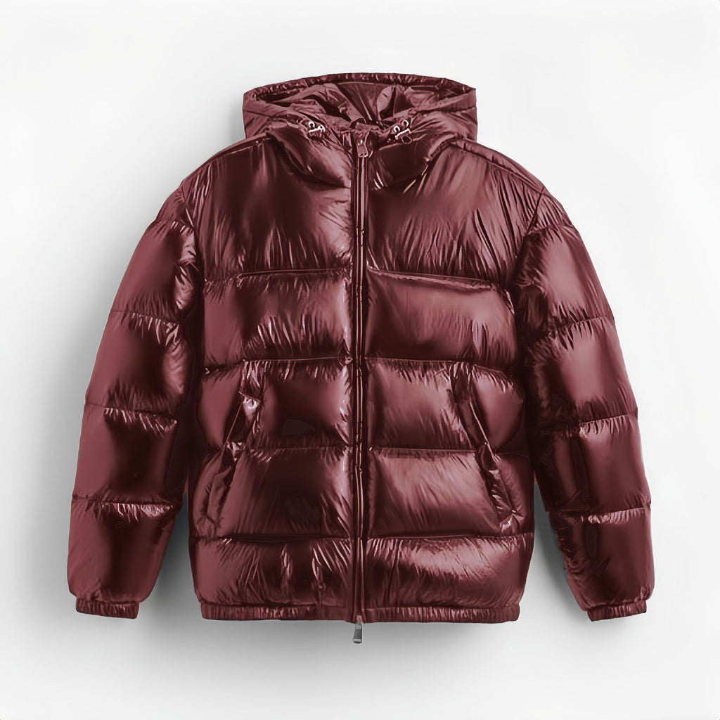 Solid cotton-padded hooded jacket