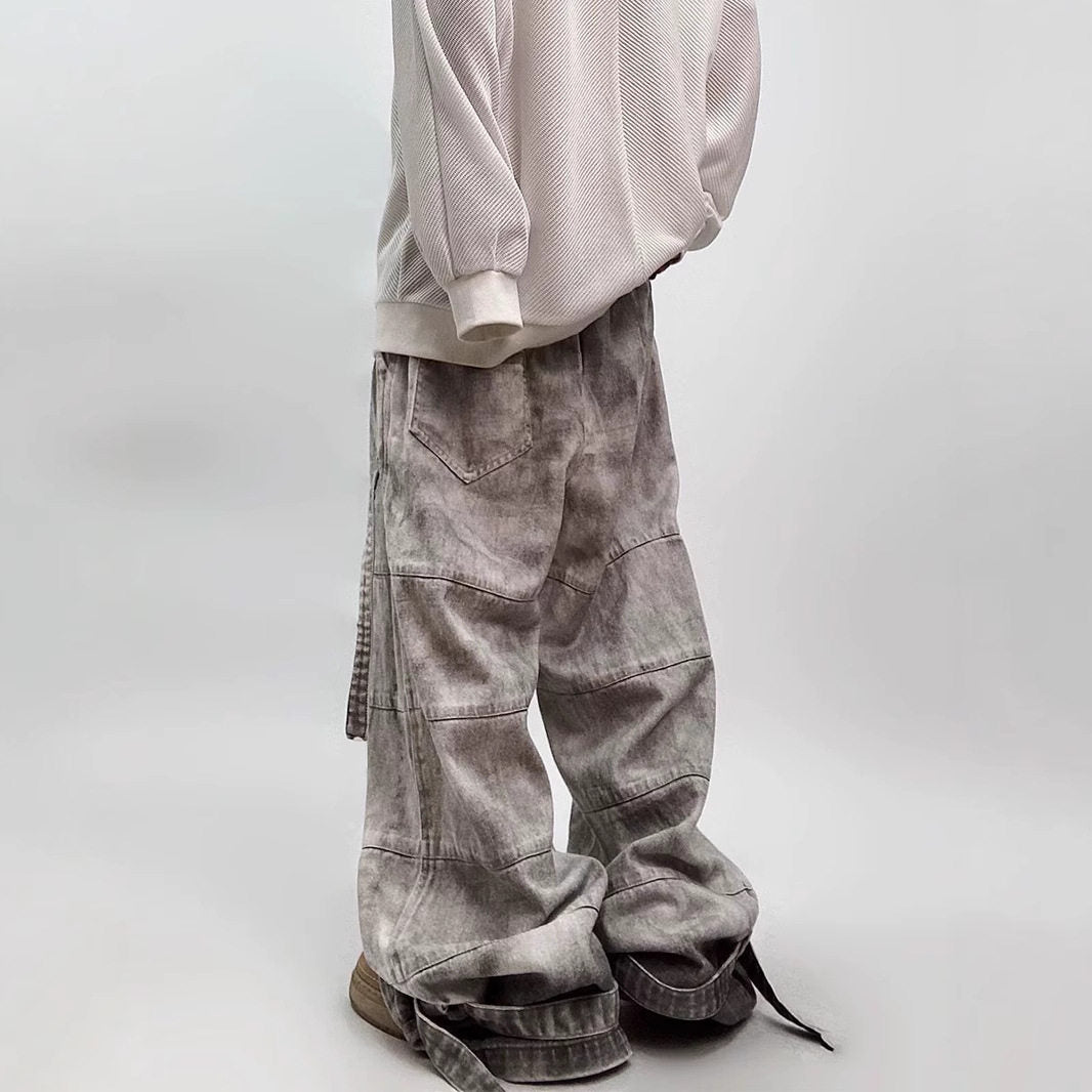 Vintage distressed washed denim jeans