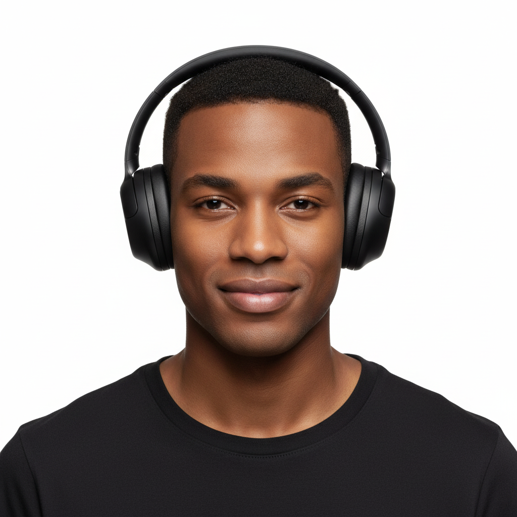 Headphones with African Male Model