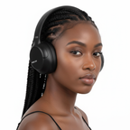 Headphones with African Model - Braided Hair