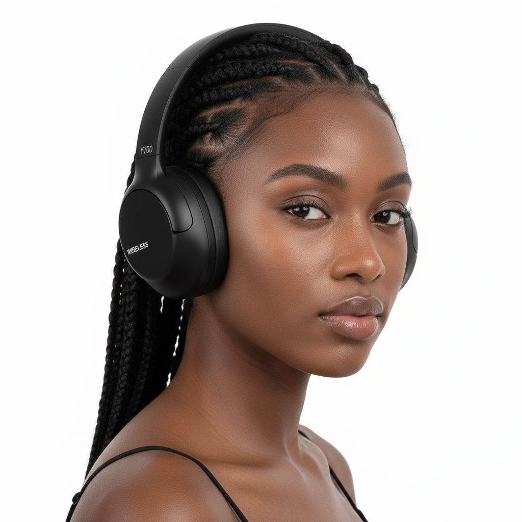 Headphones with African Model - Braided Hair